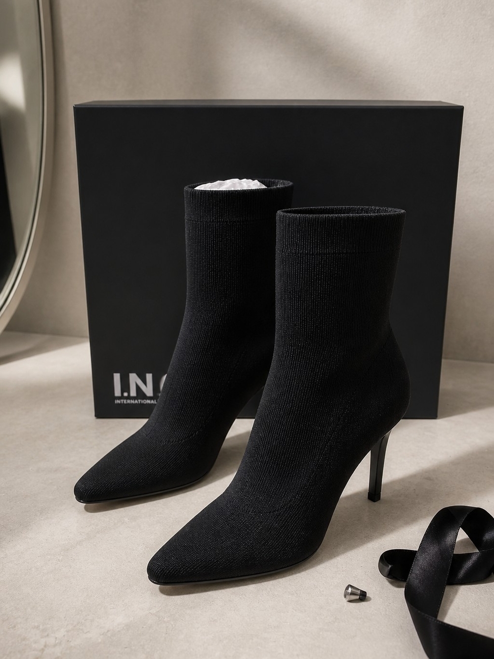 I.N.C. Black Stretch-Knit Sock Boots - Women Size 7.5M NIB
